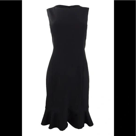 Kasper Women's Scalloped-Flounce Sheath Dress Black Size 6 - Picture 2 of 2